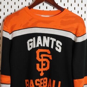 San Francisco Giants Baseball Orange Black White Striped Sweater Size M‎
